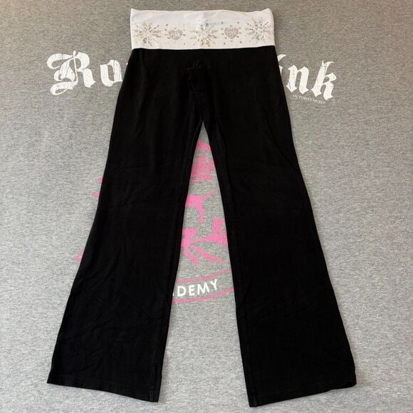 Victoria’s Secret PINK Rhinestone Sequin Bling Foldover Flare Leggings - LG - Picture 4 of 12